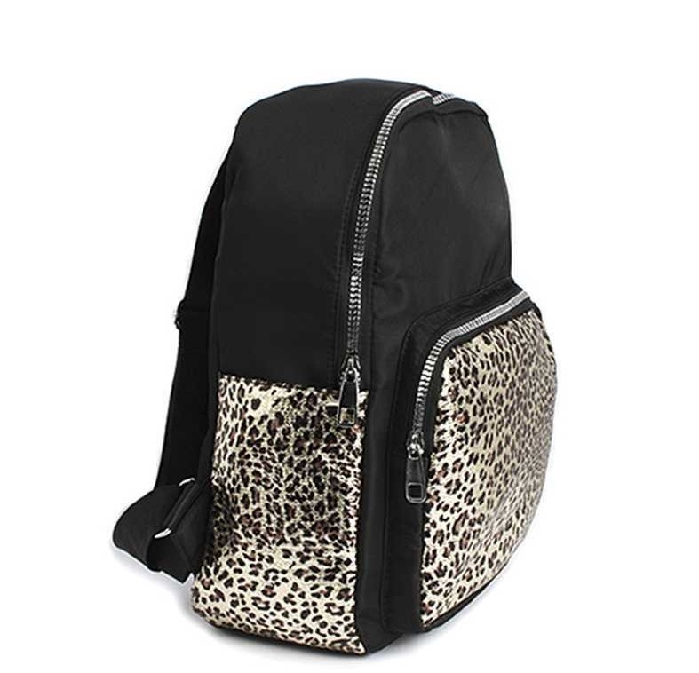 fluffy leopard print backpack